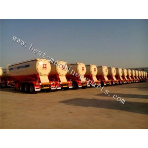 Bulk cement tanker semi trailer with diesel engine and air compressor